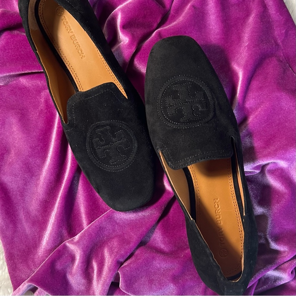 Tory Burch Black Suede Loafers